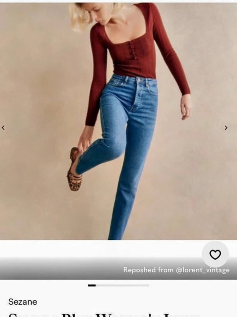 Sezane brut sexy Denim Straight Leg Jeans in Blue Waist 34 Like New